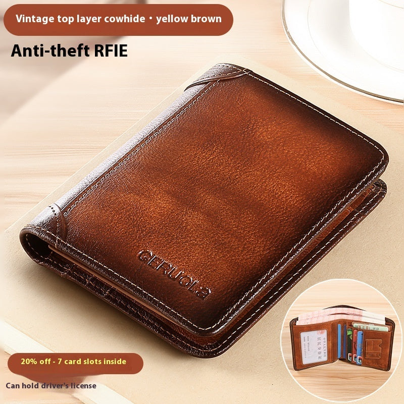 Anti-theft Swiping Leather Wallet