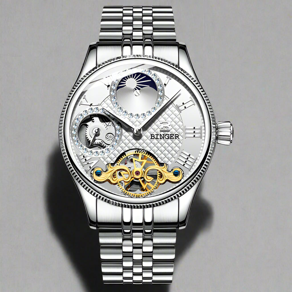 Binger Skeleton Automatic Stainless Steel Watch