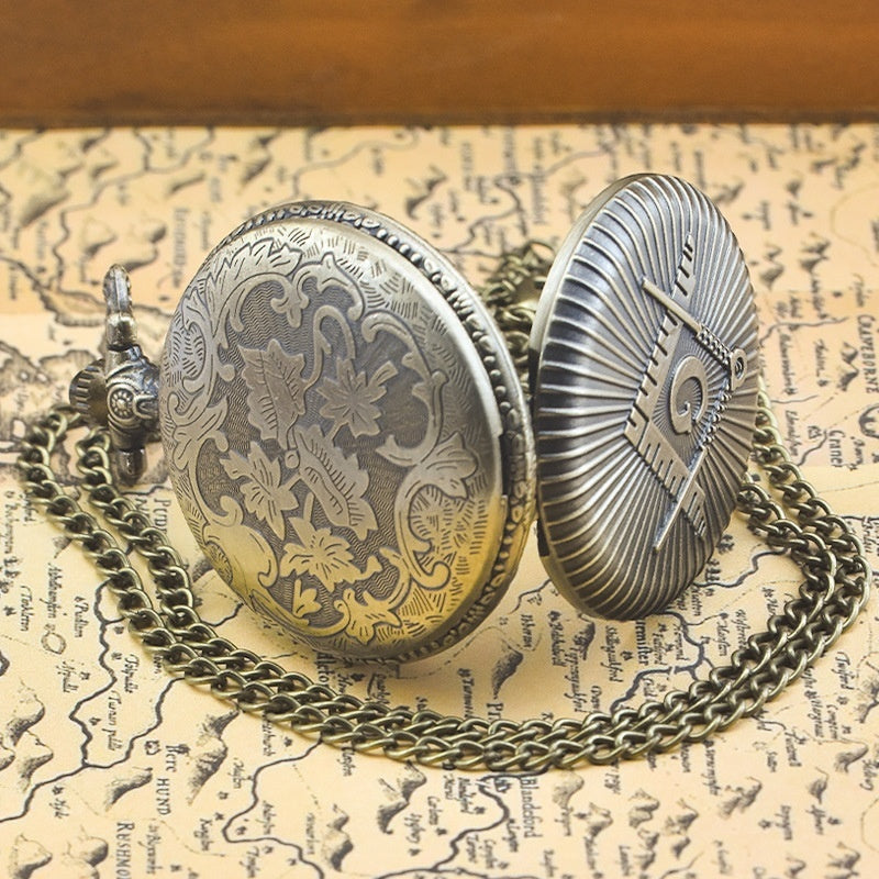 Freemason Bronze Pocket Bracelet Watch with intricate design, perfect for casual wear and timeless style.