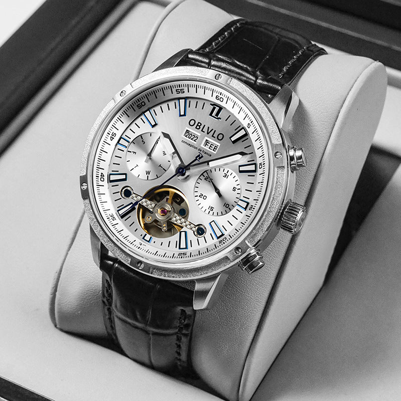 OBLVO Hollowed Face Automatic Watch