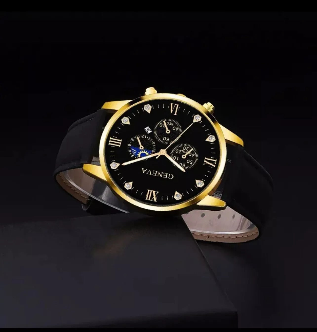 Geneva Belt Quartz Watch With Matching Suit Bracelet