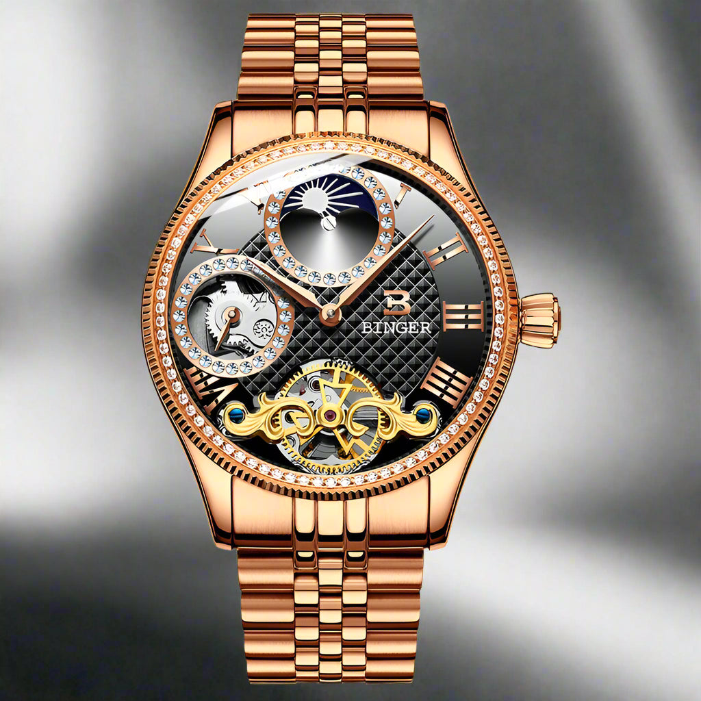 Binger Skeleton Automatic Stainless Steel Watch