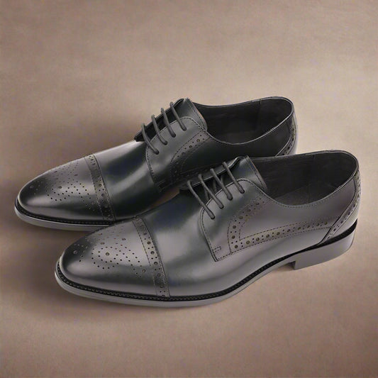 Brogue Carved Leather Oxford Shoes