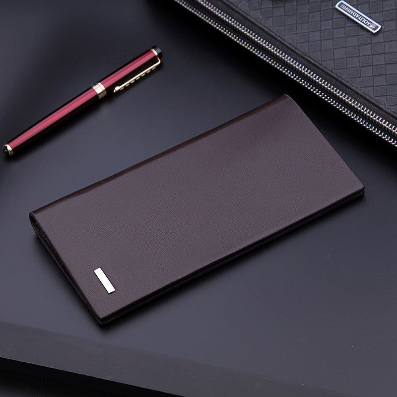 Long Elegant Wallet, Slim Design in durable polyester, featuring a hidden compartment and elegant color contrast.