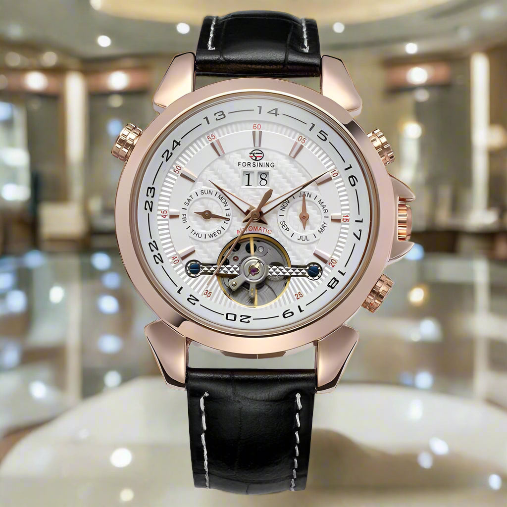 FORSINING Tourbillion Automatic Leather Watch