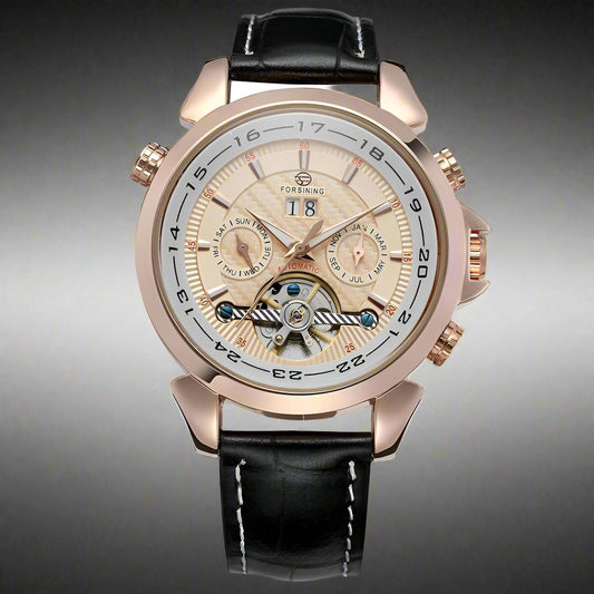 FORSINING Tourbillion Automatic Leather Watch