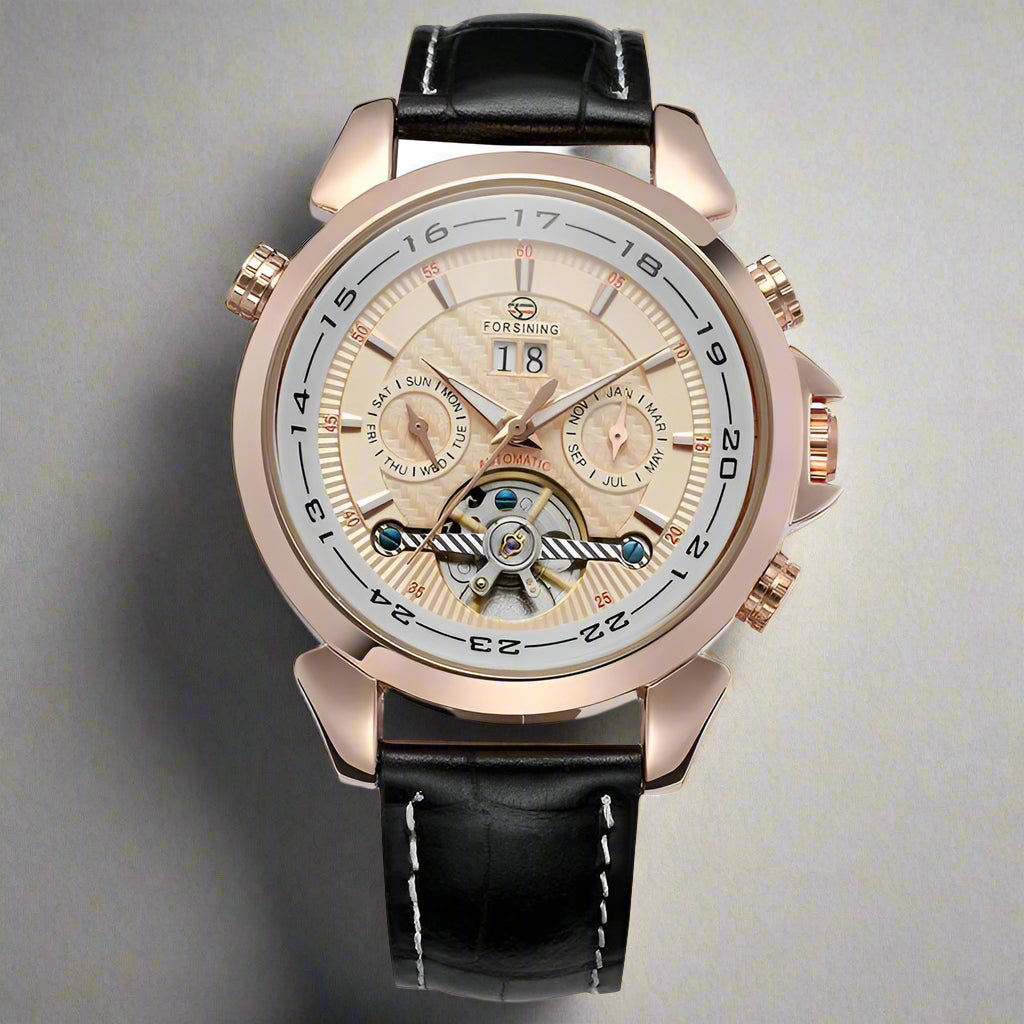 FORSINING Tourbillion Automatic Leather Watch