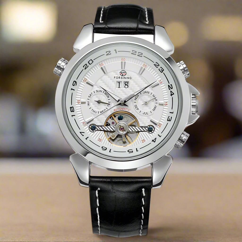 FORSINING Tourbillion Automatic Leather Watch