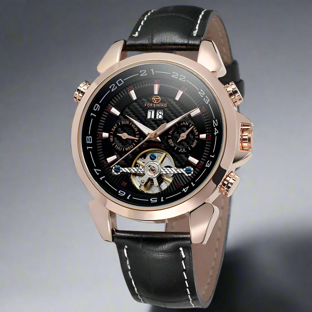 FORSINING Tourbillion Automatic Leather Watch