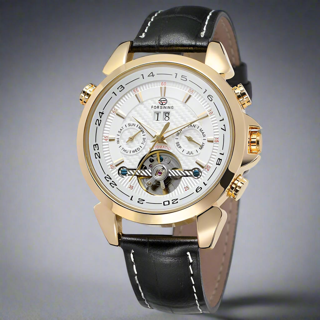 FORSINING Tourbillion Automatic Leather Watch