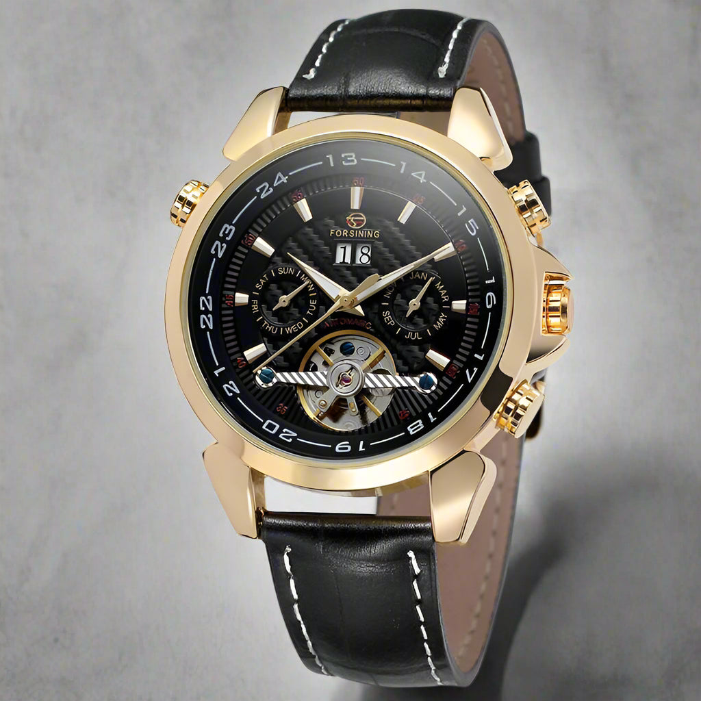 FORSINING Tourbillion Automatic Leather Watch