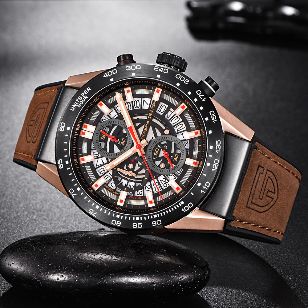 Sleek Pagani Design Explorer Watch features quartz movement, waterproof design, and stylish dial for every occasion.