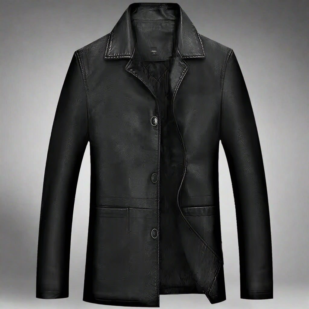 Stylish black Autumn Leather Jacket made from polyester, available in various sizes at your favorite store.