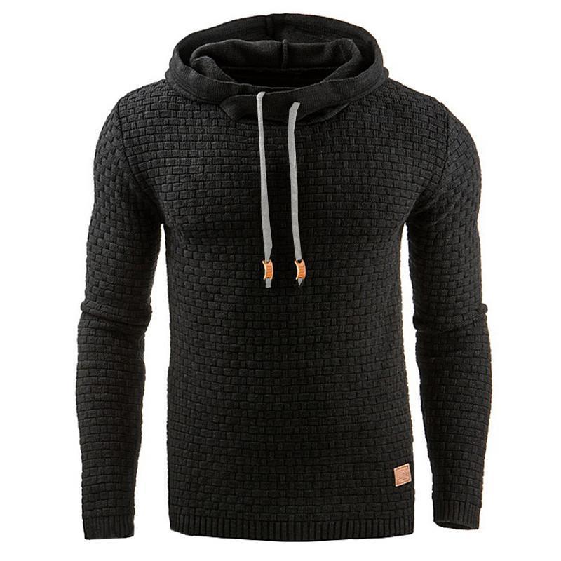 Men's Stylish Hooded sweater in black, crafted from 65% cotton and 35% polyester, perfect for casual wear.