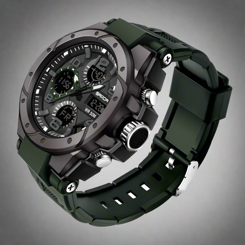 Stylish SANAD Military Sports Watch with a durable design, 30M waterproof rating, perfect for outdoor adventures.