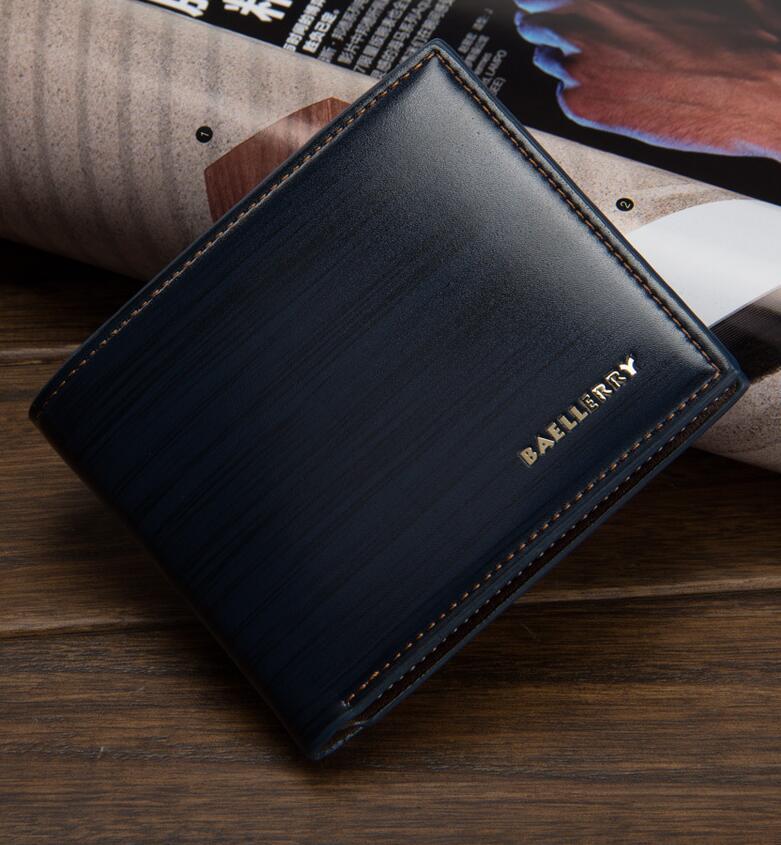 Elegant 3 Folds Carteira Wallet in dark blue, showcasing a stylish design with a soft PU surface. Perfect for any occasion.