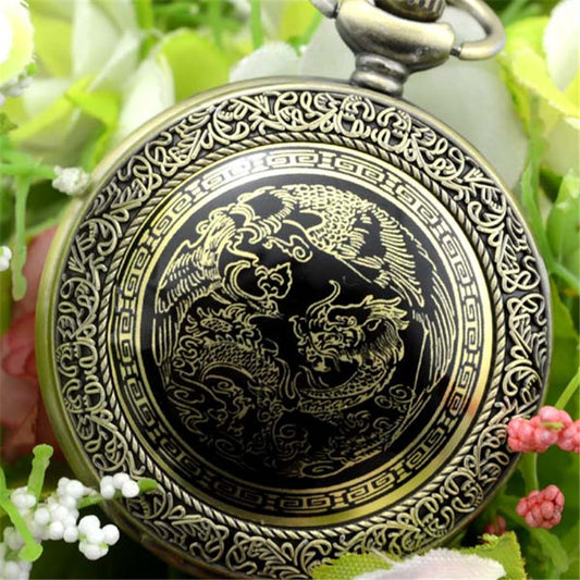 The Dragon And The Phoenix Enamel Pocket Watch