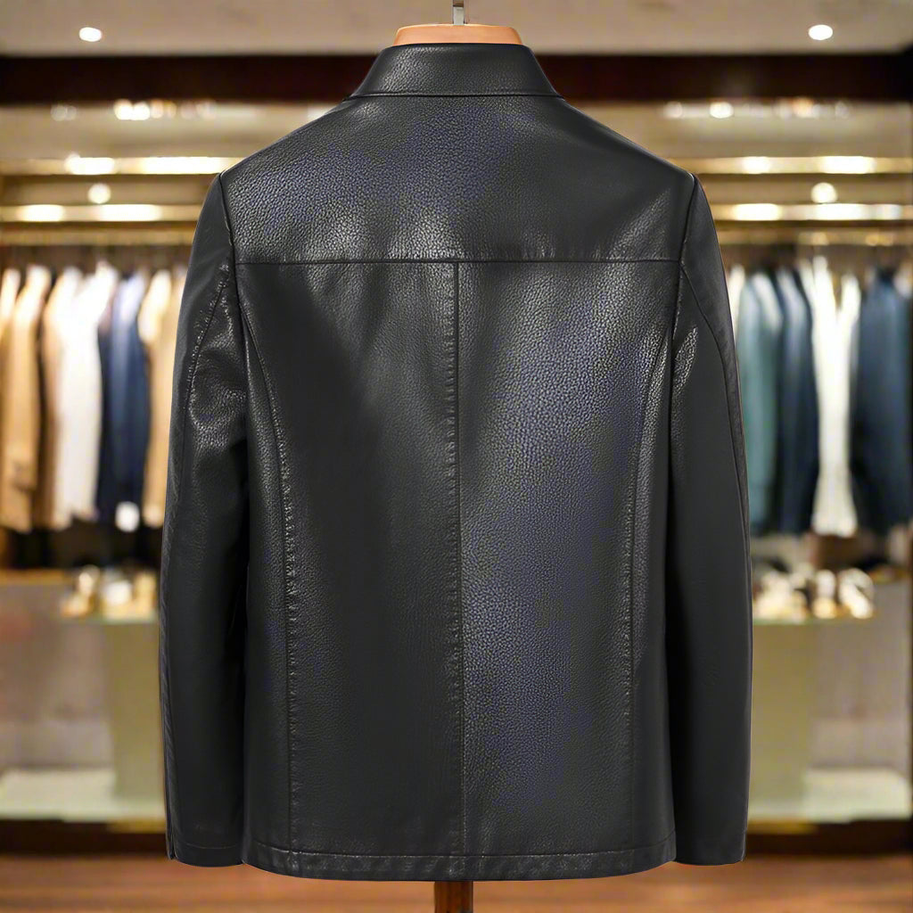 Stylish Ecological Leather Coat with a diamond pattern, available in various sizes at your favorite store.