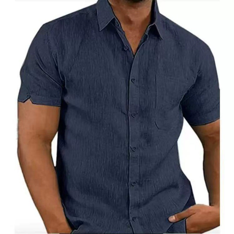 Short Sleeve Casual Loose Top Shirt in dark color, perfect for a relaxed yet stylish look. Available in various sizes.