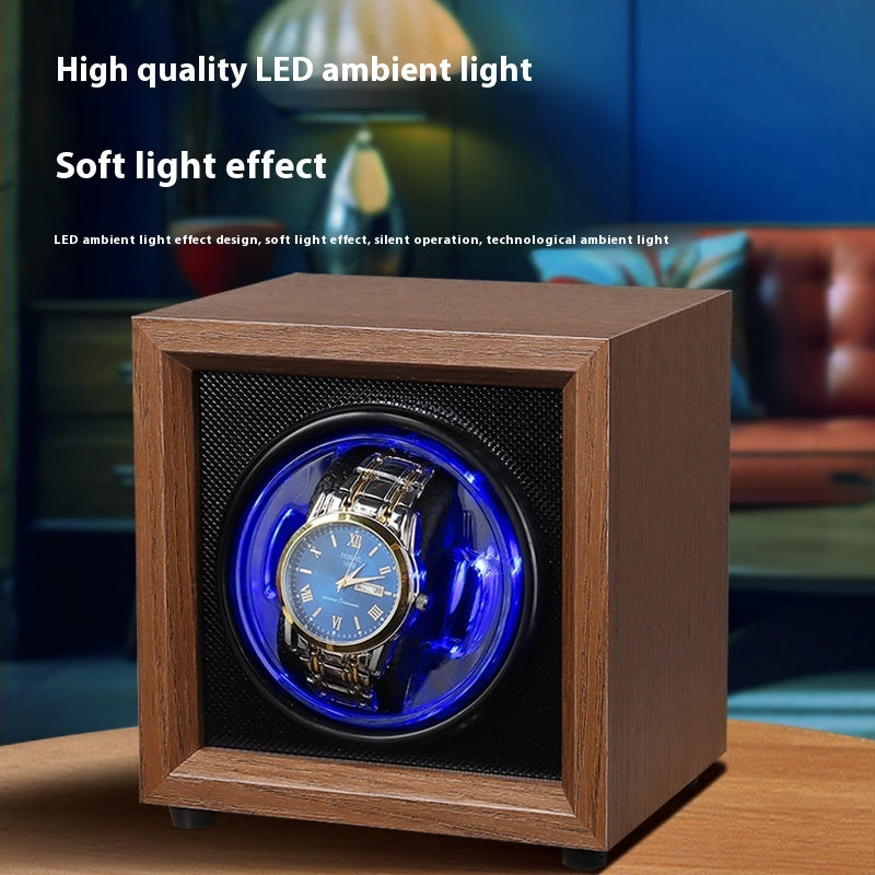 Stylish Black Walnut Single Meter Vertical Automatic Mechanical Watch Shaker, keeping your watch wound and ready to go.