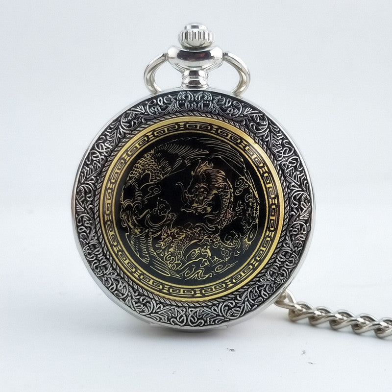 The Dragon And The Phoenix Enamel Pocket Watch