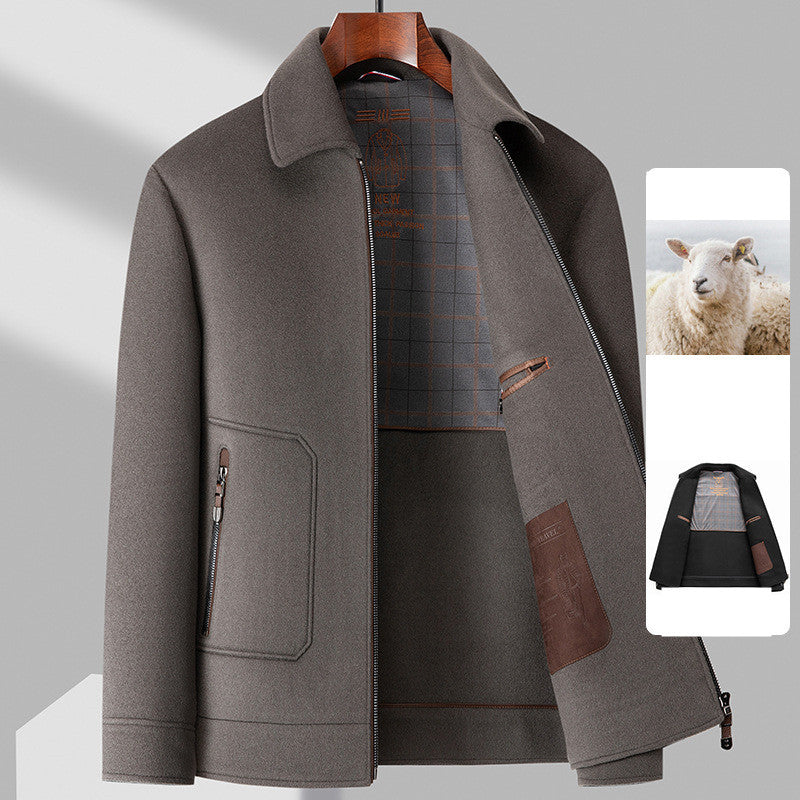 Detachable White Duck Down Pure Wool Jacket