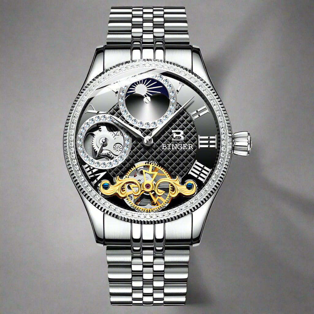 Binger Skeleton Automatic Stainless Steel Watch