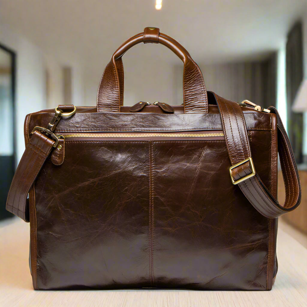 Cowhide Business Messenger Briefcase