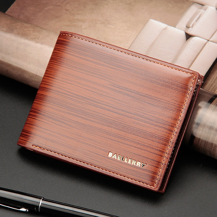 Stylish 3 Folds Carteira Wallet in brown PU material, featuring a unique design and soft surface by Baellerry.