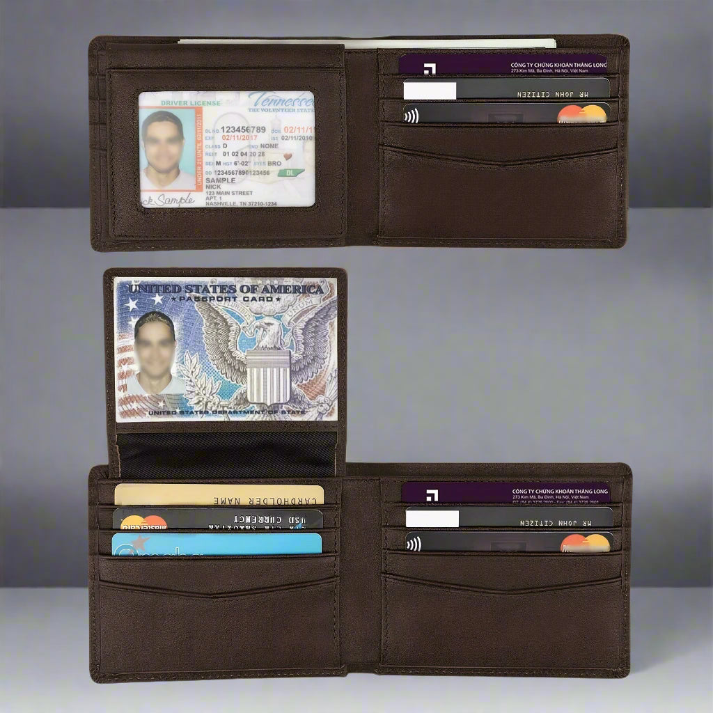 Anti-theft Swiping Texture Multiple Card Slots Three-fold Wallet