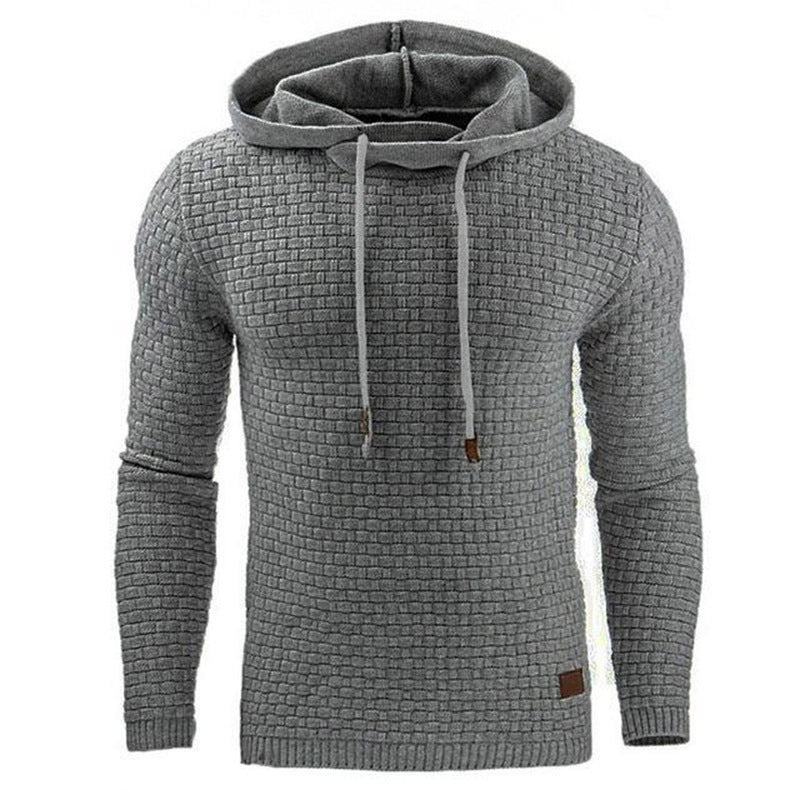 Men's Stylish Hooded sweater in gray features a comfortable blend of cotton and polyester for a trendy look.