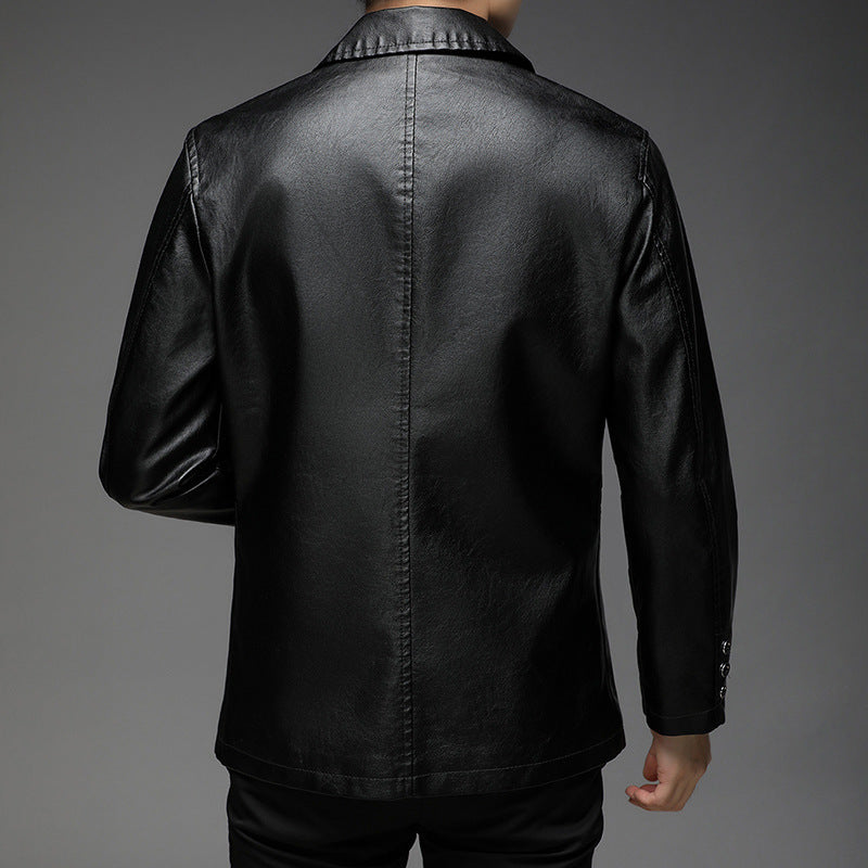 Stylish Autumn Leather Jacket in black, perfect for layering; available in sizes M to 4XL at your favorite store.