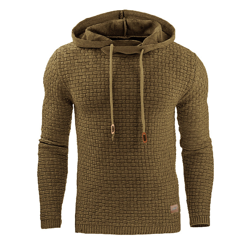 Men's Stylish Hooded sweater in olive green, crafted from 65% cotton and 35% polyester for ultimate comfort.