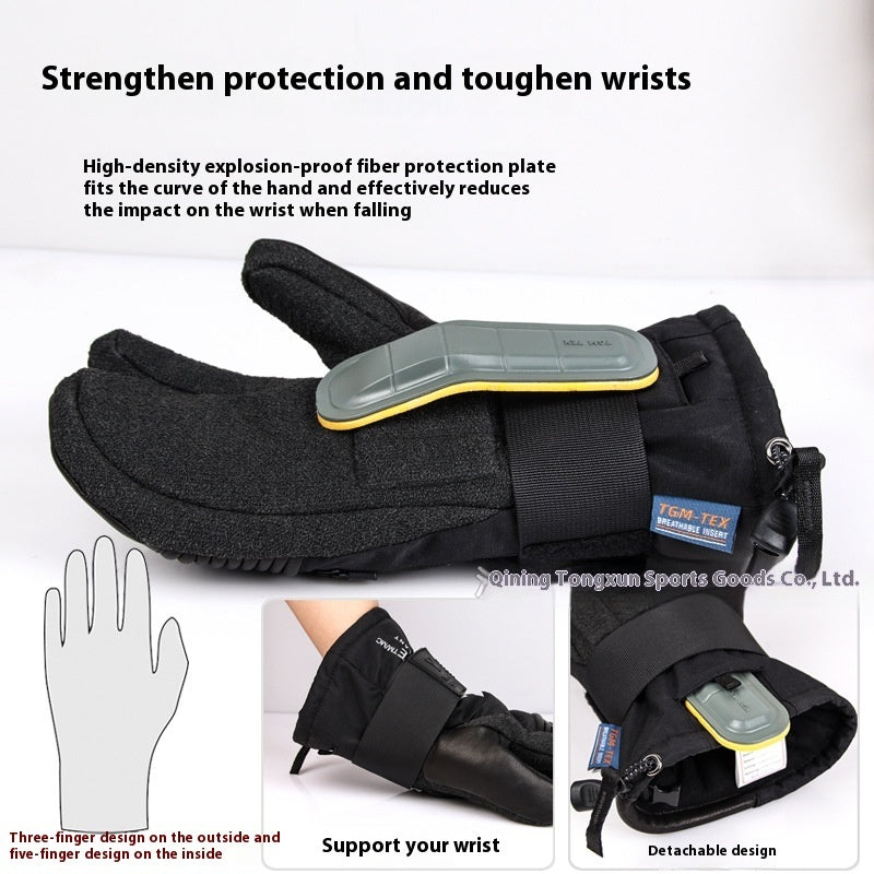 Veneer Kevlar Three Finger Waterproof Hard-wearing Mitten