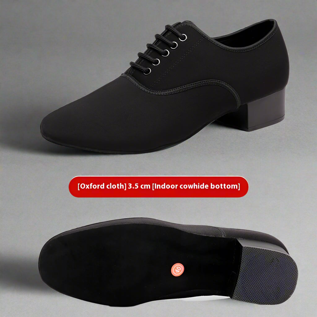 Rubber Sole Calfskin Oxford Cloth Shoes