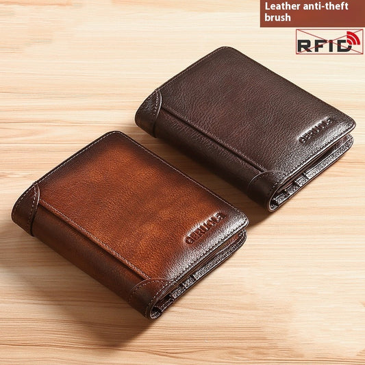 Anti-theft Swiping Leather Wallet