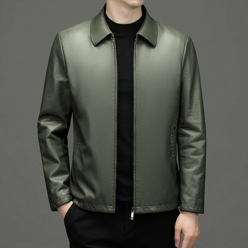 Stylish Ecological Leather Coat in green, featuring a diamond pattern and available in multiple sizes at [Store Name].