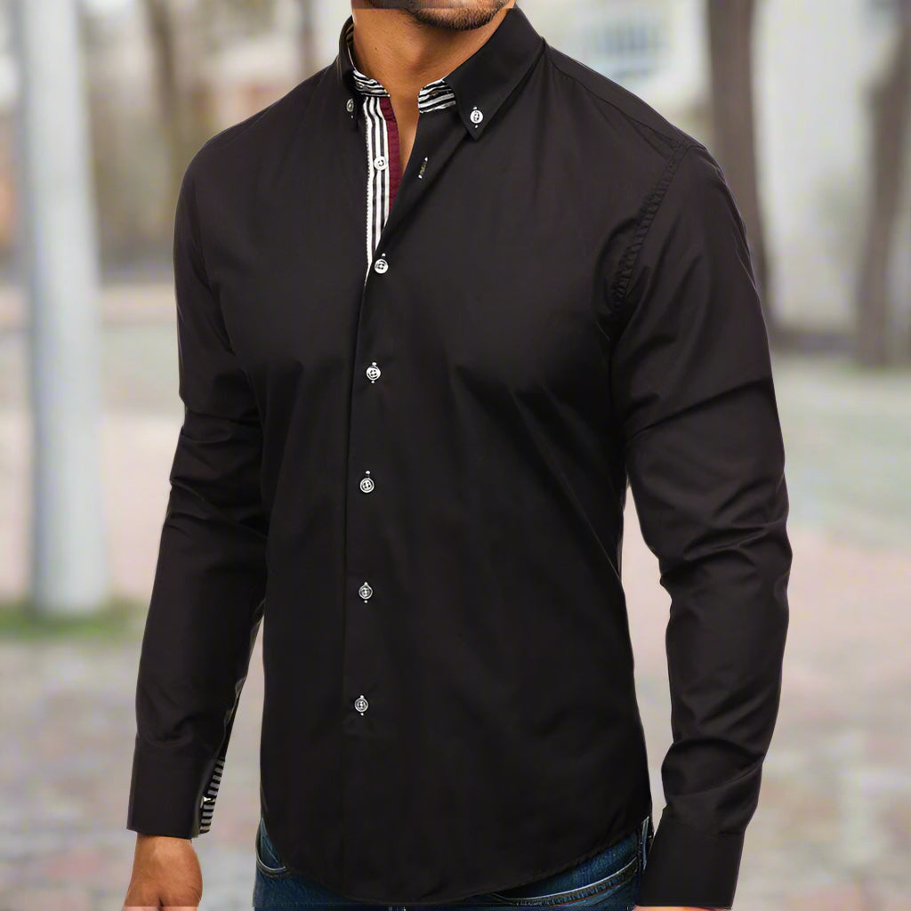 Men's Long-sleeved Solid Shirt