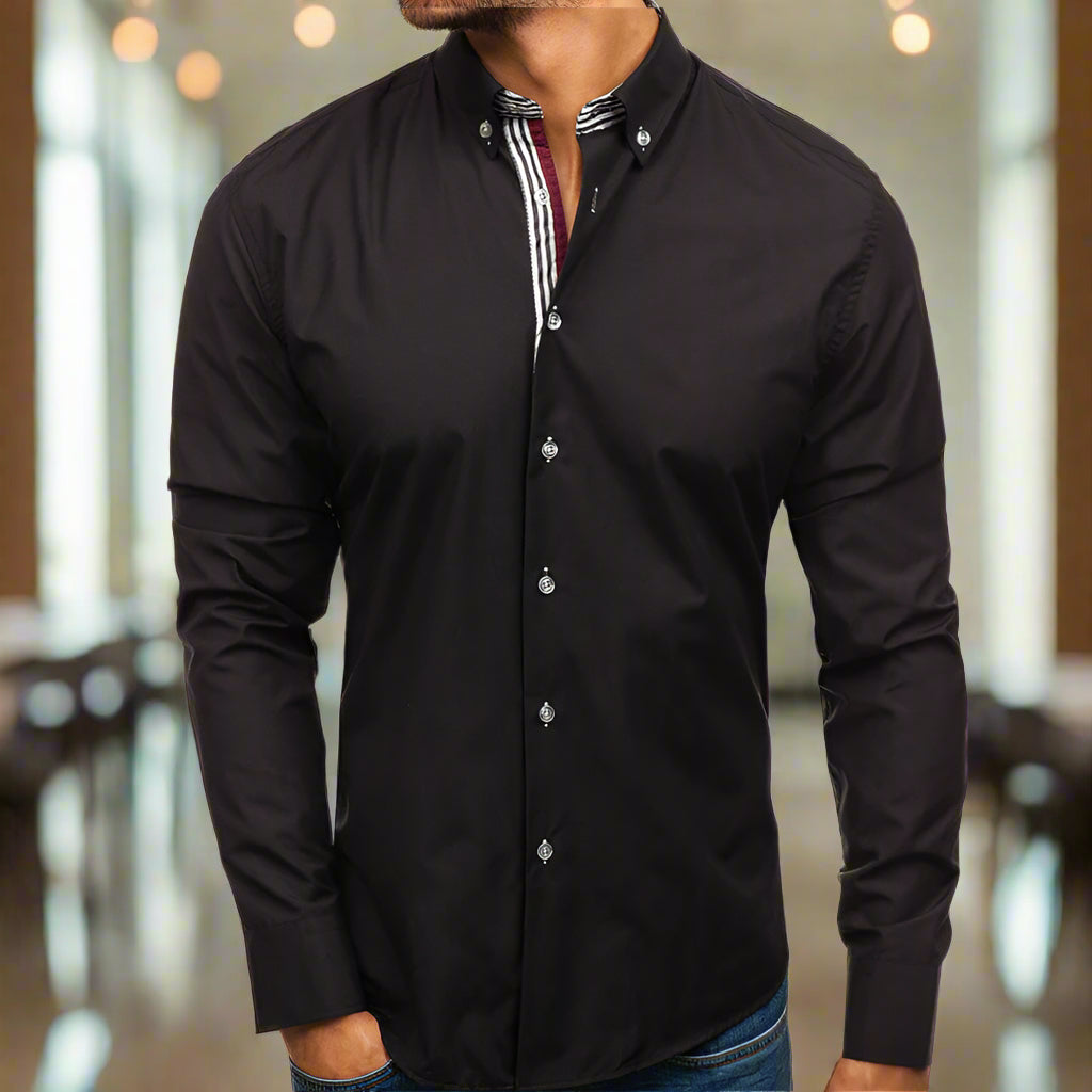 Men's Long-sleeved Solid Shirt