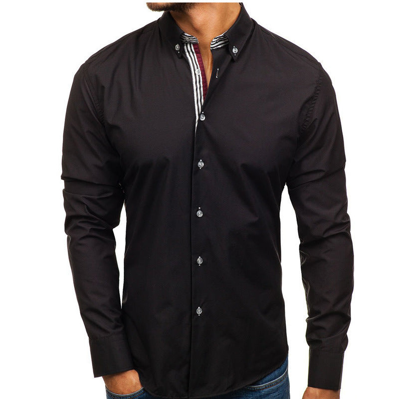 Men's Long-sleeved Solid Shirt