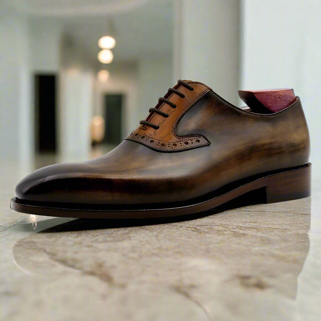 Cowhide Colorblock Handmade Calfskin Shoes