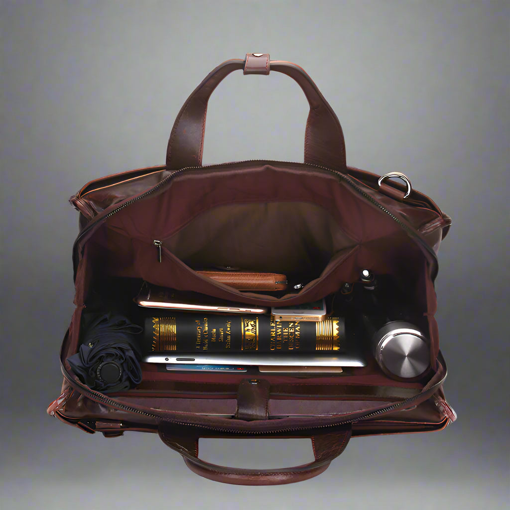 Cowhide Business Messenger Briefcase