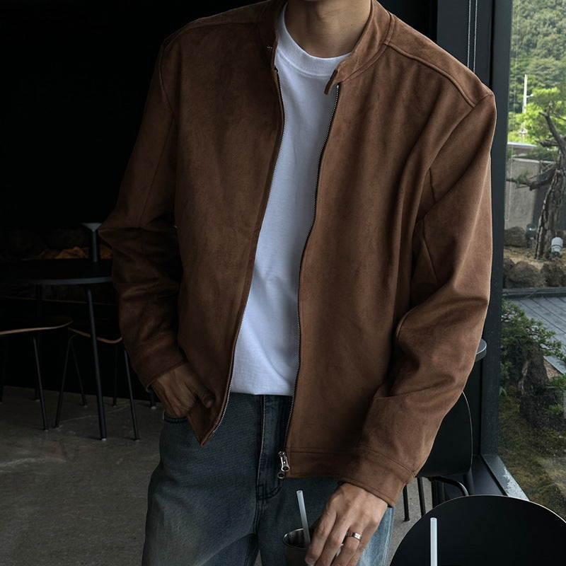 Stylish Brown Maillard Jacket in camel, perfect for a relaxed look. Available in M, L, XL sizes at [Store Name].