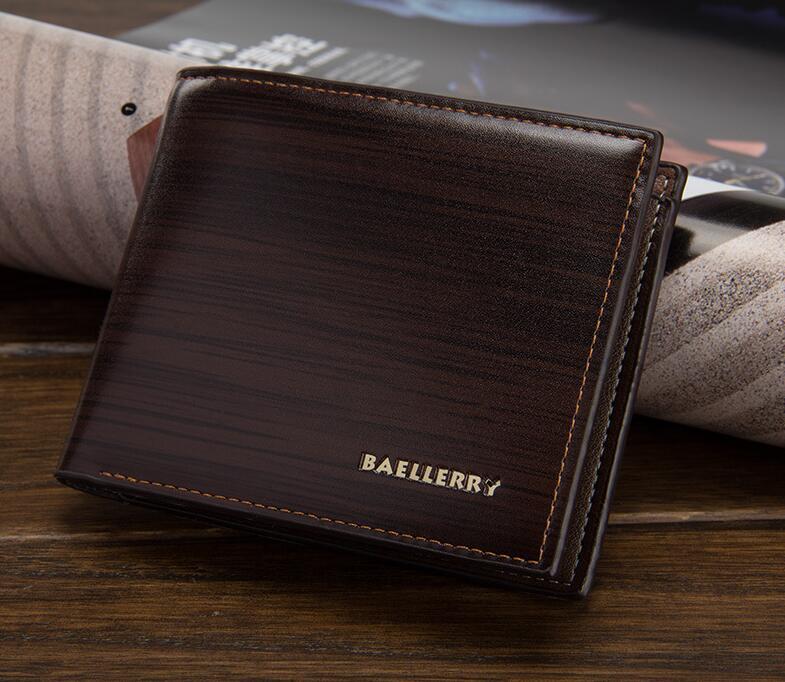 Elegant 3 Folds Carteira Wallet by Baellerry in dark coffee, featuring a soft PU material and unique design.