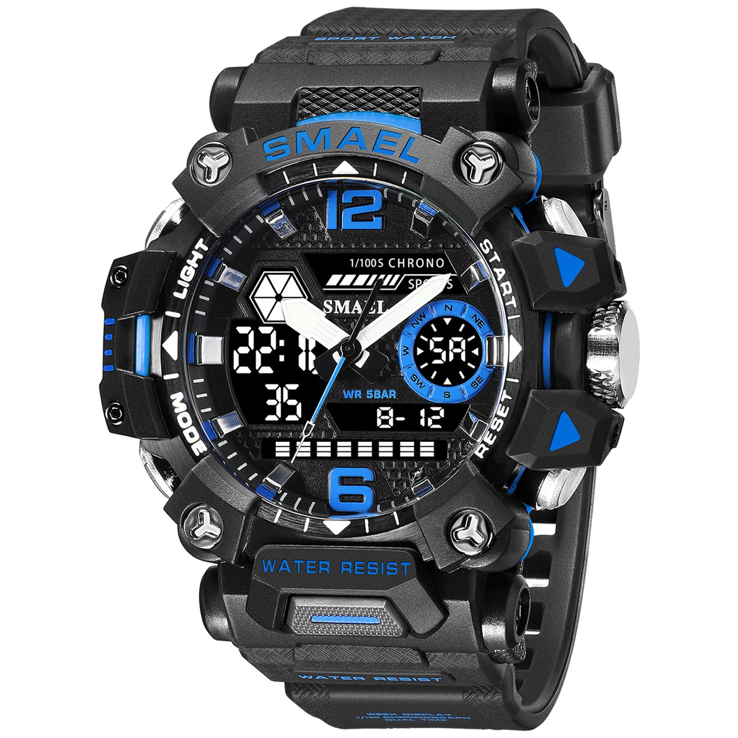 SMAEL Tactical Quartz Watch features a durable design with waterproof capabilities, perfect for sports and outdoor activities.