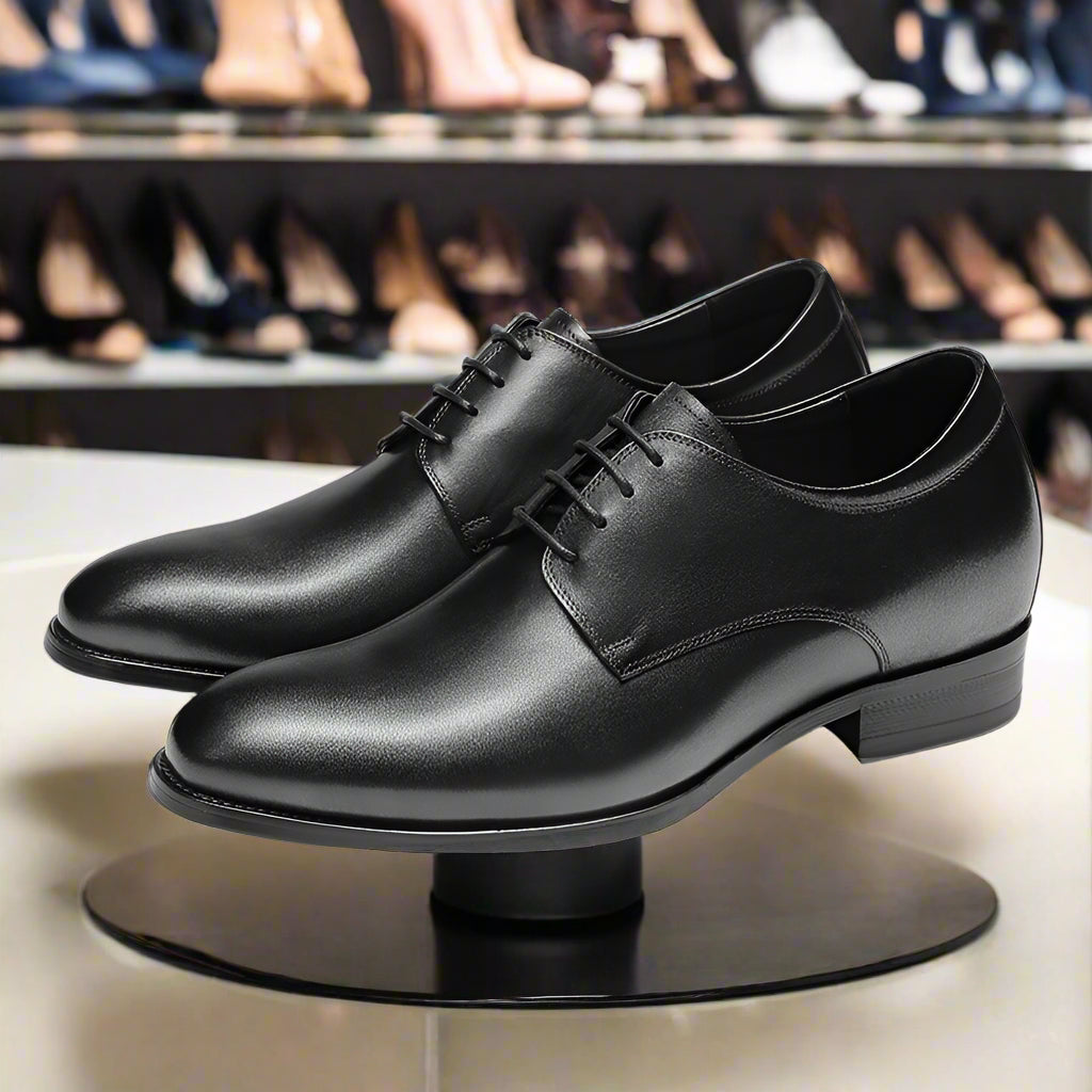 Derby Style Smooth Toe Leather Dress Shoes