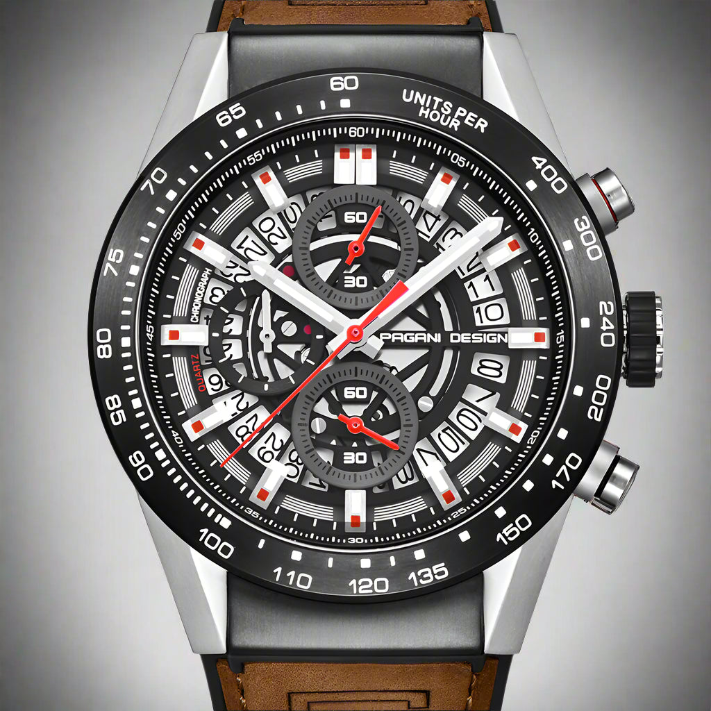 Stylish Pagani Design Explorer Watch features quartz movement, 30M waterproof, and a sleek design for any occasion.