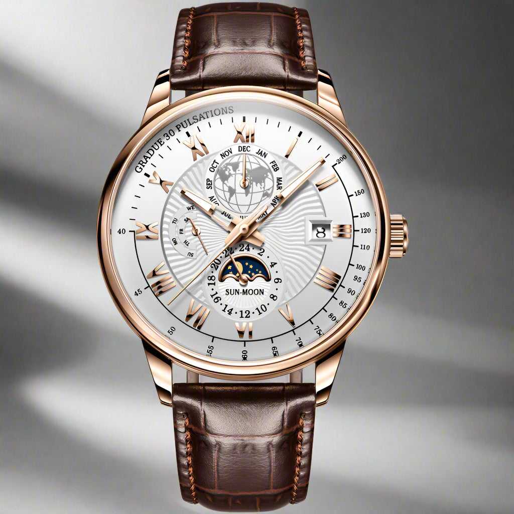 Three Eyes Calendar World Automatic Movement Watch