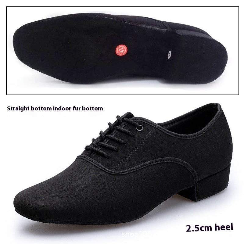 Rubber Sole Calfskin Oxford Cloth Shoes