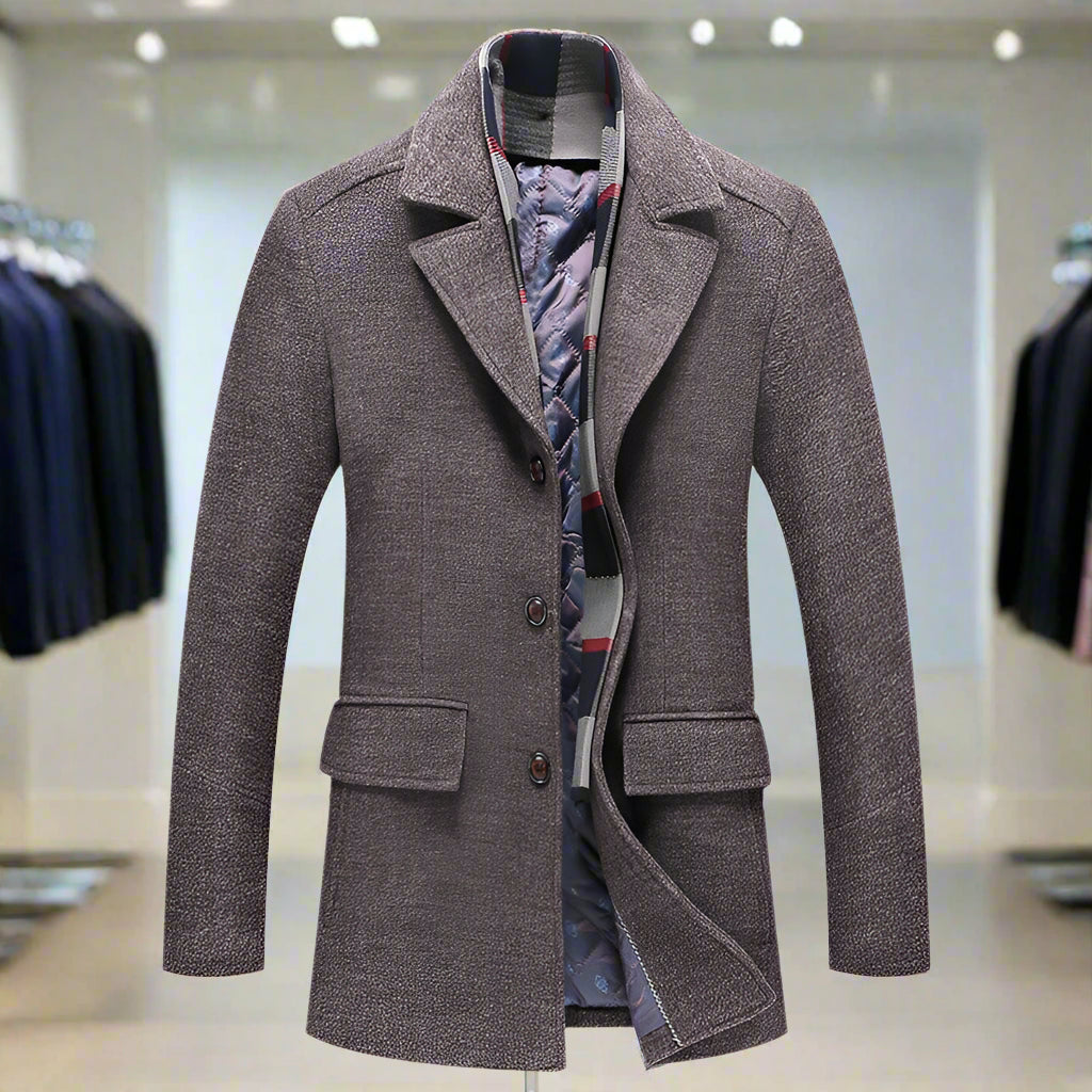 Woolen Coat with Cotton Scarf